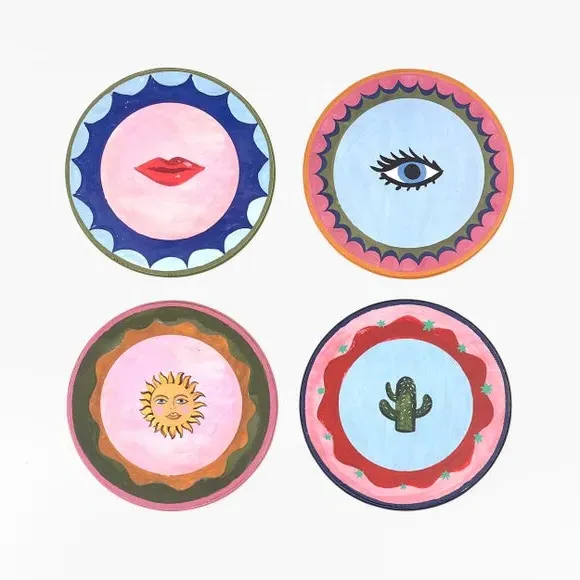 Set of 4 Cork Coasters - Pink, Cork
