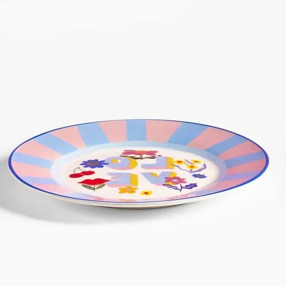 Side Plate with Floral Design - Blue, Fine China