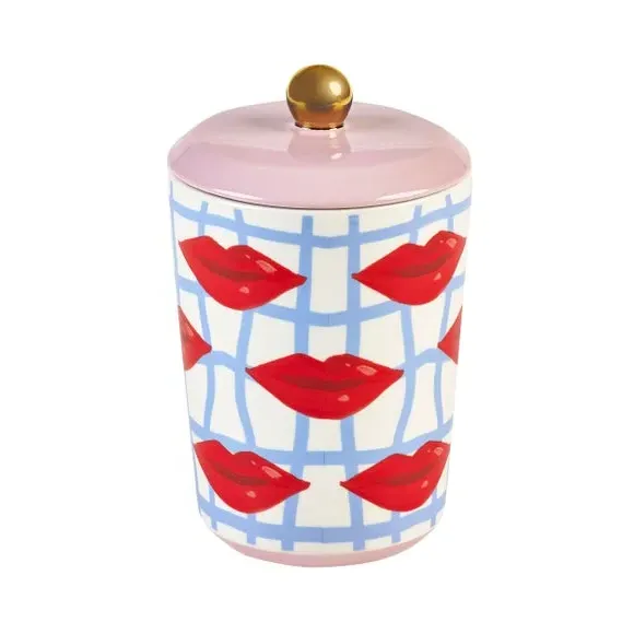 Storage Jar with Gold Knob - Blue, Ceramic image