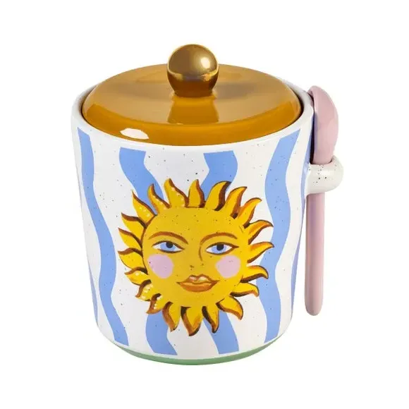 Sugar Jar & Spoon Set - Blue, Stoneware