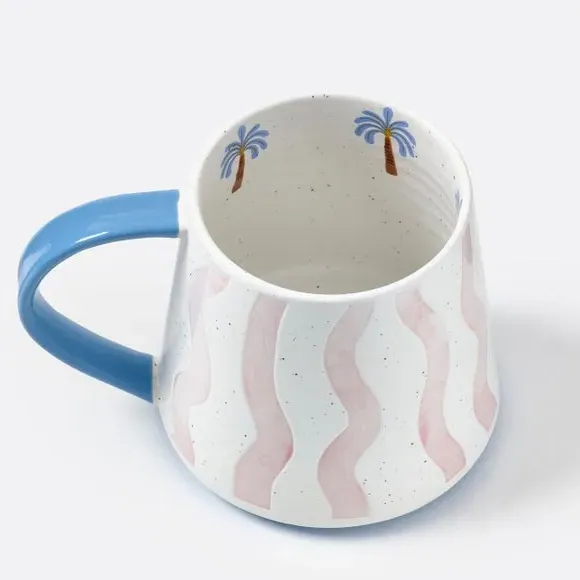 Wave Mug with Speckled Glaze - Pink, Fine China