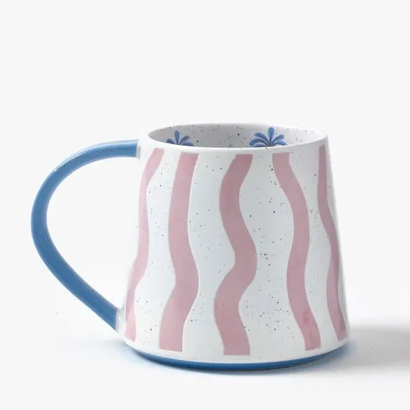 Wave Mug with Speckled Glaze - Pink, Fine China