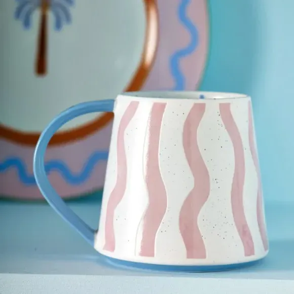 Wave Mug with Speckled Glaze - Pink, Fine China image