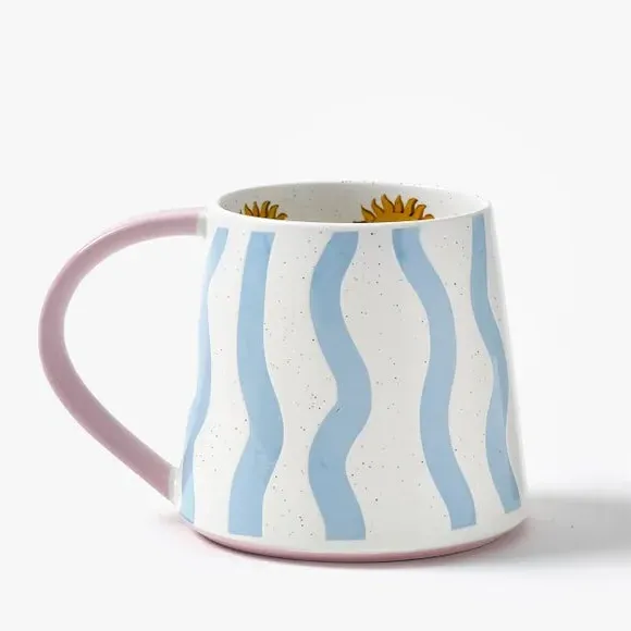 Wave Mug with Speckled Glaze - White, Fine China