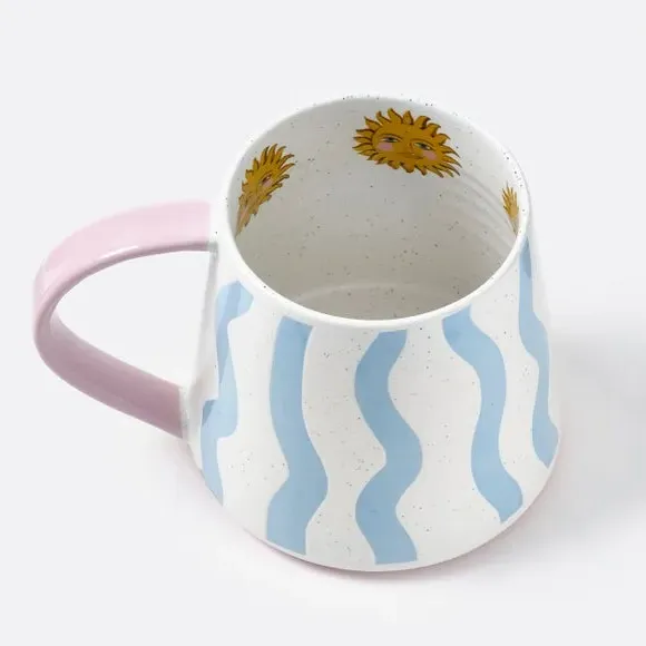 Wave Mug with Speckled Glaze - White, Fine China