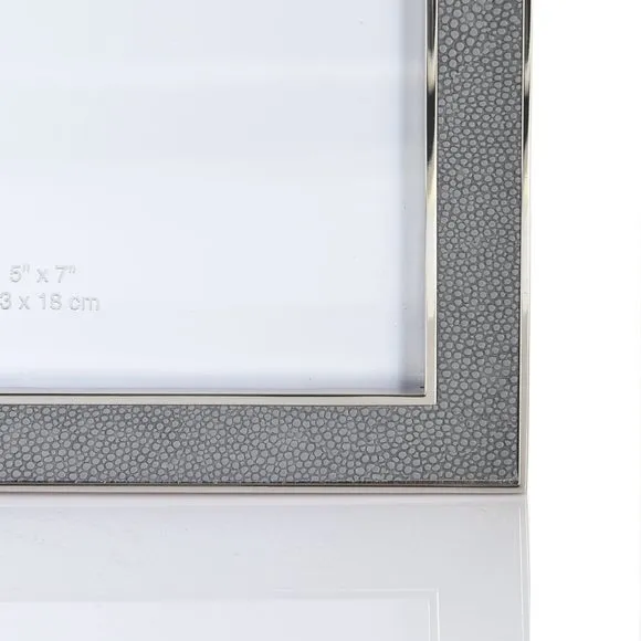 Double Photo Frame Hinged - Silver, Shagreen
