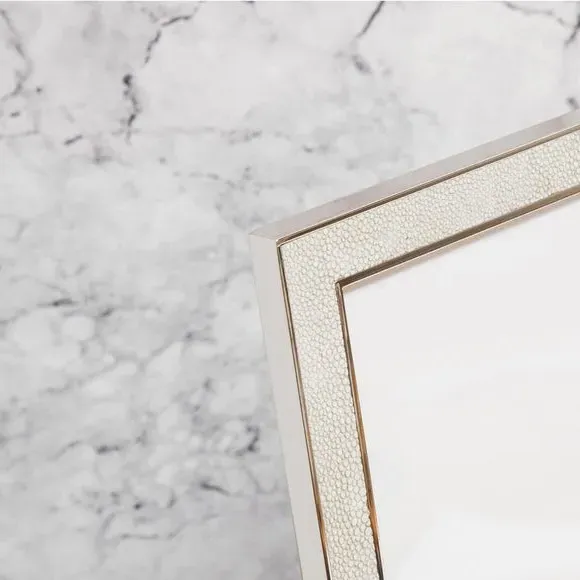 Photo Frame with Faux Shagreen - Cream, Metal