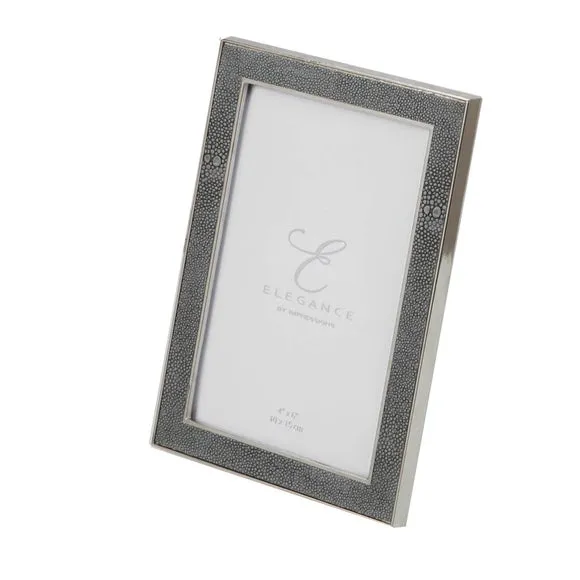Photo Frame with Faux Shagreen - Grey, Metal