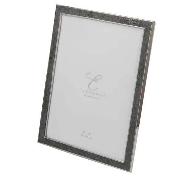 Photo Frame with Faux Shagreen - Grey, Metal