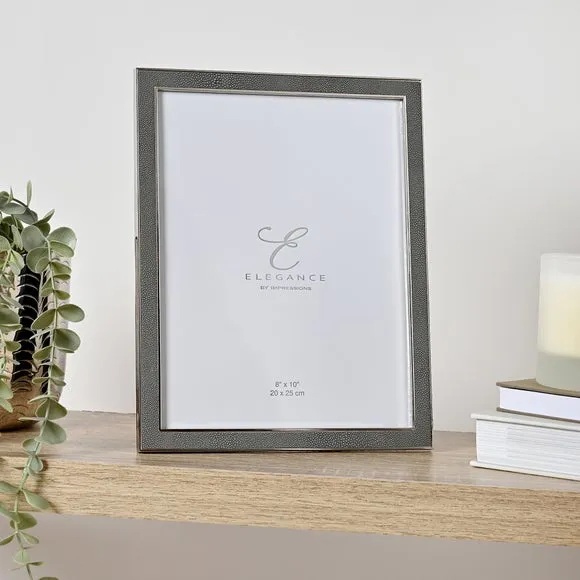 Photo Frame with Faux Shagreen - Grey, Metal