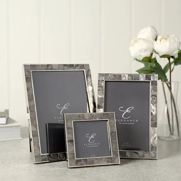 Photo Frame with Mother of Pearl - Grey