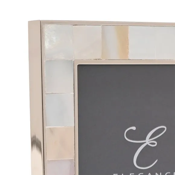 Photo Frame with Mother of Pearl - White
