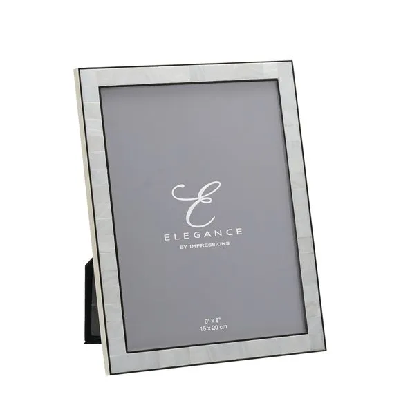 Photo Frame with Mother of Pearl - White