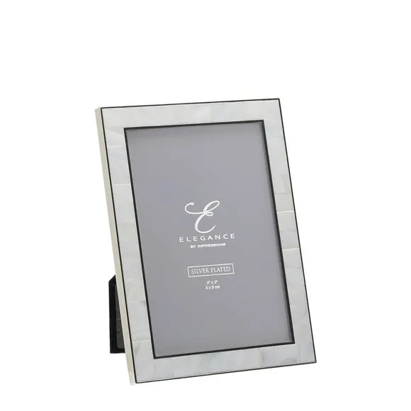 Photo Frame with Mother of Pearl - White
