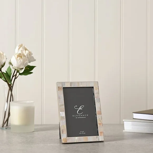 Photo Frame with Mother of Pearl - White