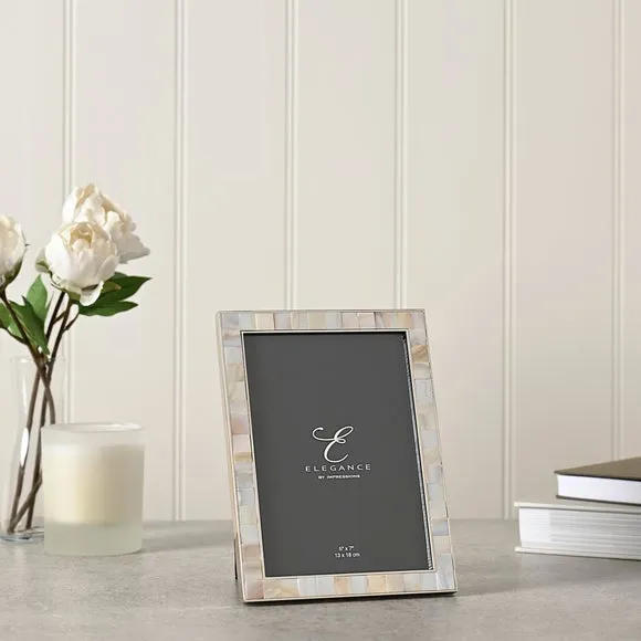 Photo Frame with Mother of Pearl - White
