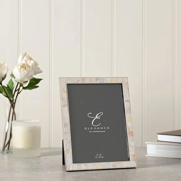 Photo Frame with Mother of Pearl - White