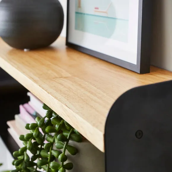 2-Shelf Storage Unit - Black, Solid Wood