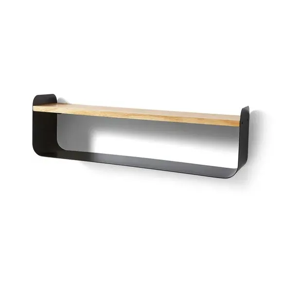 2-Shelf Storage Unit - Black, Solid Wood