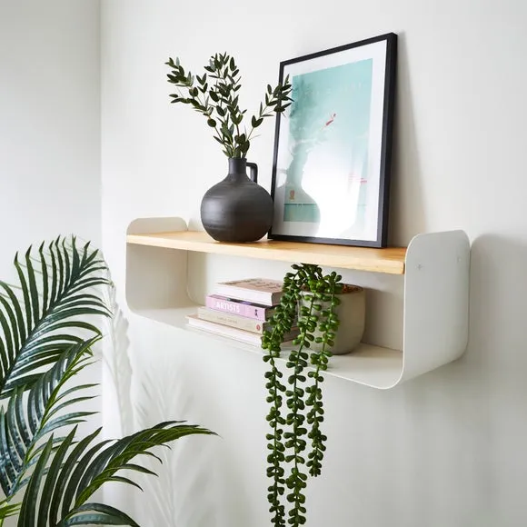 2-Shelf Storage Unit - White, Solid Wood