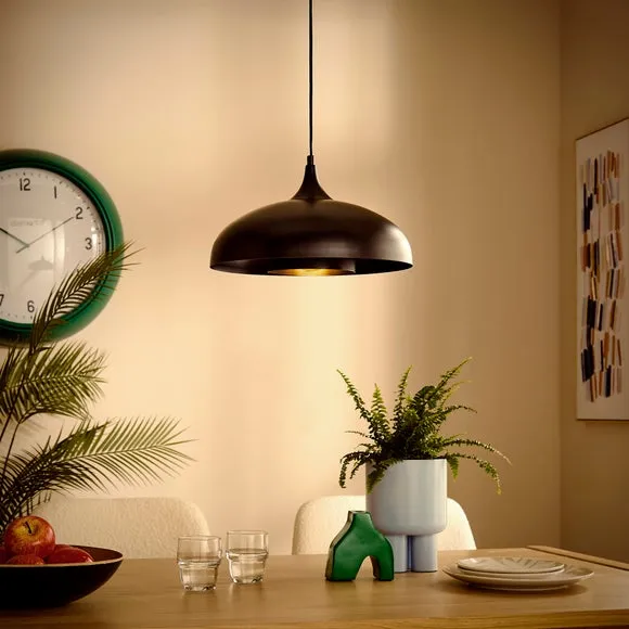 2-Tier Dome Pendant Light - Black, Metal