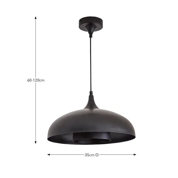 2-Tier Dome Pendant Light - Black, Metal