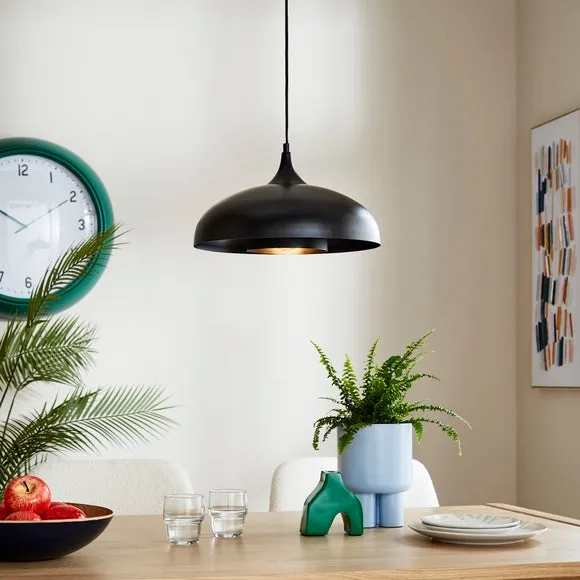 2-Tier Dome Pendant Light - Black, Metal