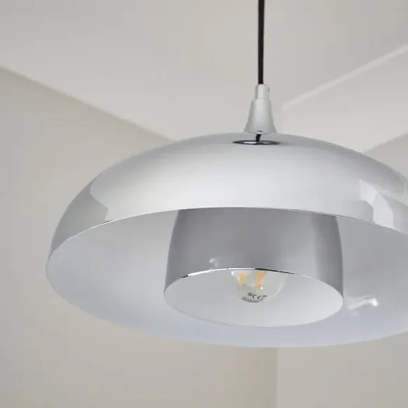 2-Tier Dome Pendant Light - Chrome, Metal