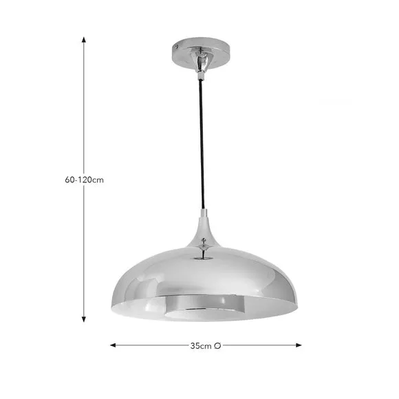 2-Tier Dome Pendant Light - Chrome, Metal