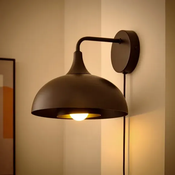 2-Tier Dome Wall Light - Black, Metal