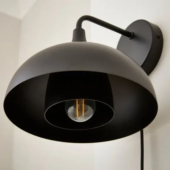 2-Tier Dome Wall Light - Black, Metal