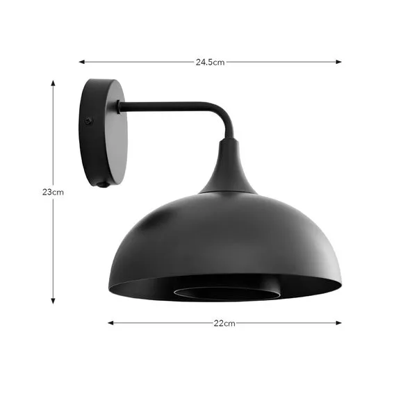 2-Tier Dome Wall Light - Black, Metal