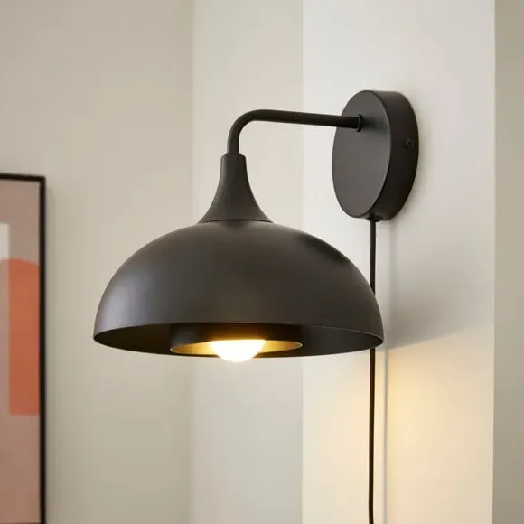 2-Tier Dome Wall Light - Black, Metal image