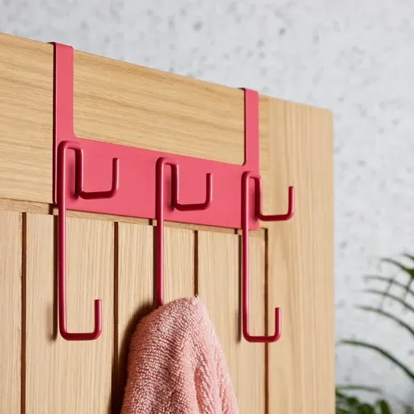 3-Hook Overdoor Hooks - Fuchsia, Metal image