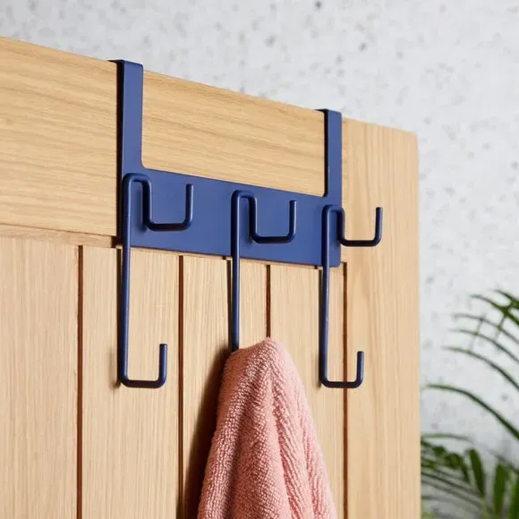 3-Hook Overdoor Hooks - Navy, Metal