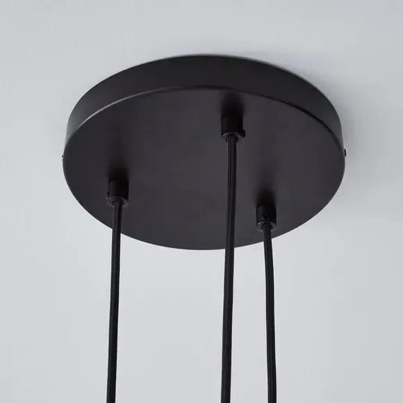 3-Light Cluster Ceiling Light - Black, Metal