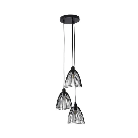 3-Light Cluster Ceiling Light - Black, Metal