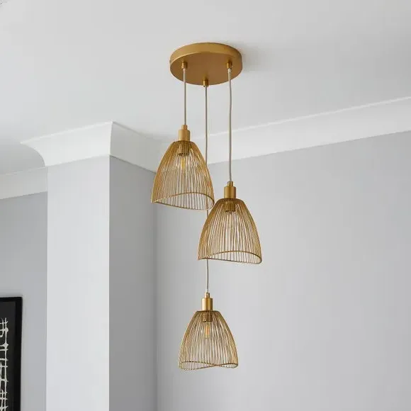 3-Light Cluster Ceiling Light - Gold, Metal