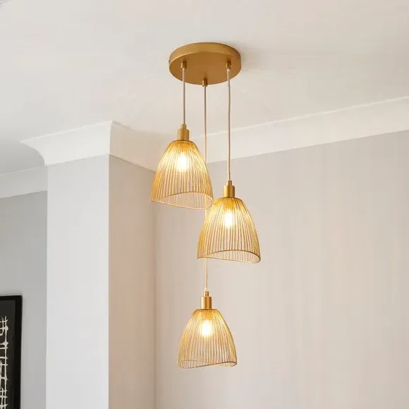 3-Light Cluster Ceiling Light - Gold, Metal