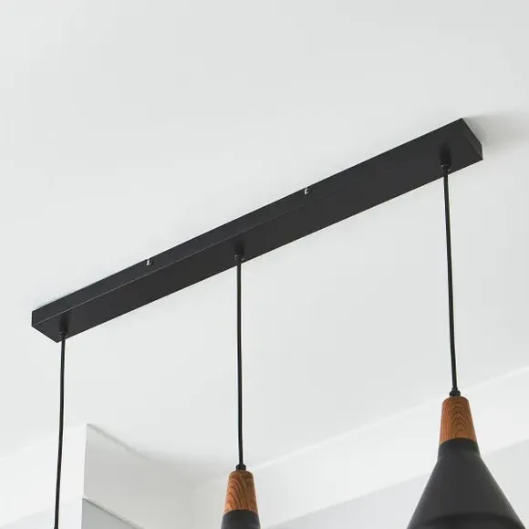 3-Light Diner Ceiling Light - Black, Metal