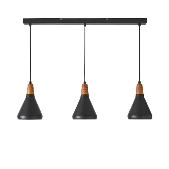 3-Light Diner Ceiling Light - Black, Metal