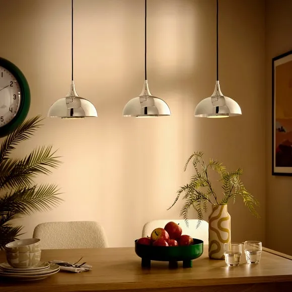 3-Light Diner Ceiling Light - Silver, Chrome