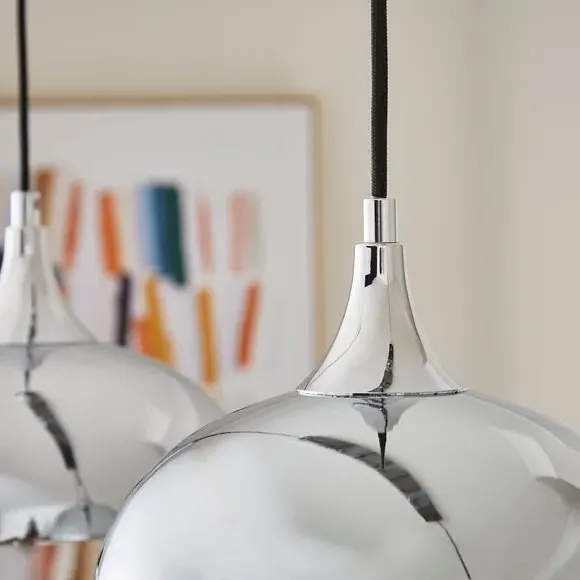 3-Light Diner Ceiling Light - Silver, Chrome