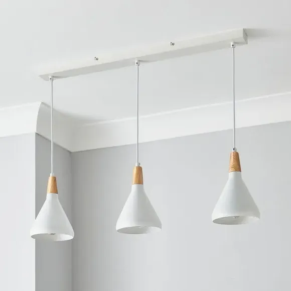 3-Light Diner Ceiling Light - White, Metal