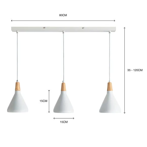 3-Light Diner Ceiling Light - White, Metal