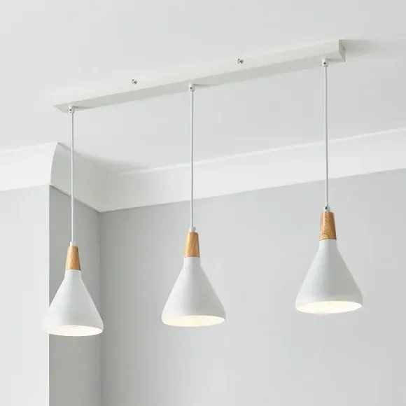 3-Light Diner Ceiling Light - White, Metal