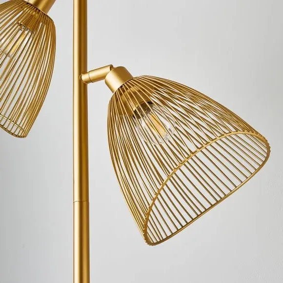 3-Light Floor Lamp with Adjustable Shades - Gold