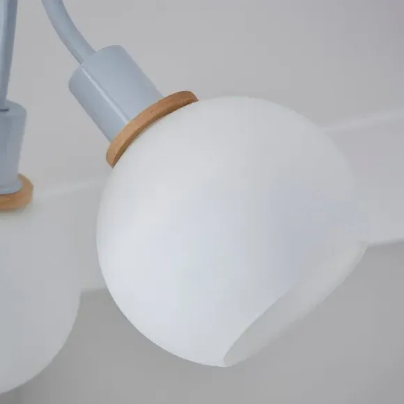 3-Light Semi Flush Ceiling Light - Blue, Metal