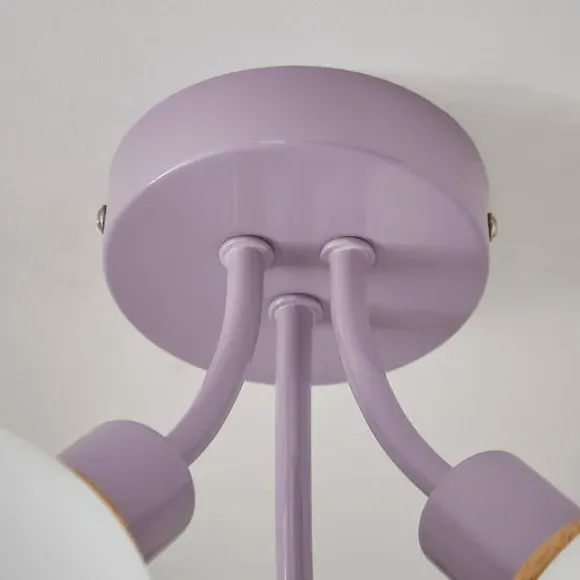 3-Light Semi Flush Ceiling Light - Lilac, Metal