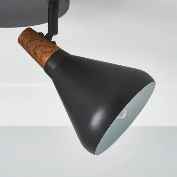 3-Light Semi Flush Spotlight - Black